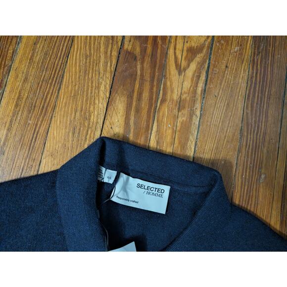 Selected Homme Mens Size Large zipper Front neck bottom Jacket Navy Blue - Picture 5 of 7